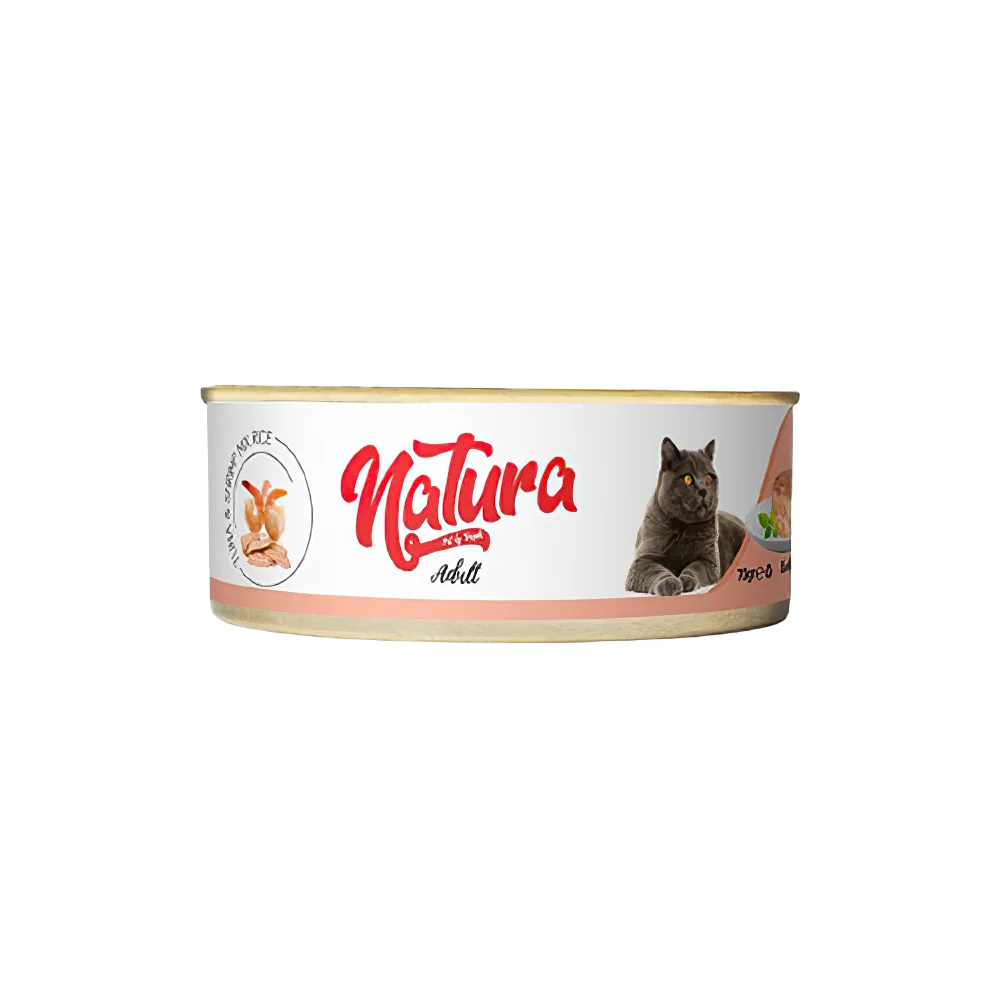 Natura Ton Balıklı ve Karidesli Yetişkin Kedi Konserve Maması (70 g)