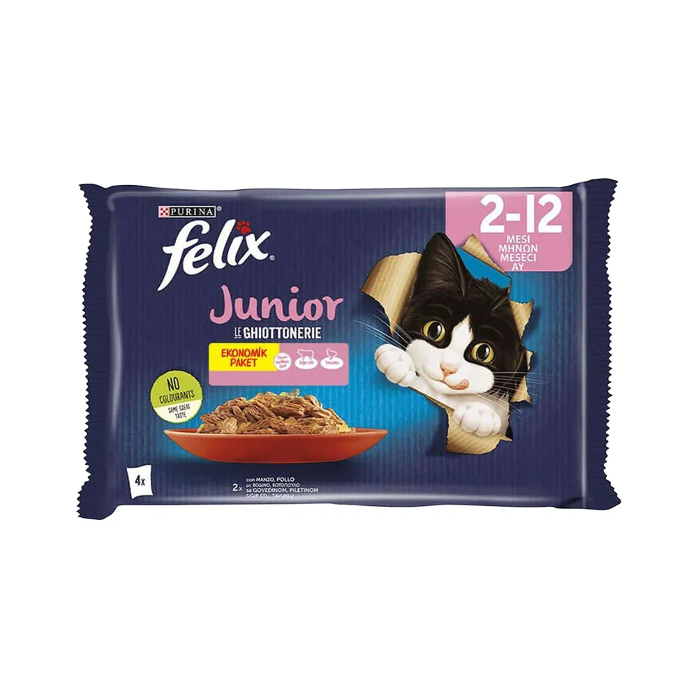 Purina Felix Tavuk Etli ve Sığır Etli Yavru Kedi Yaş Mama (4 x 85 g)