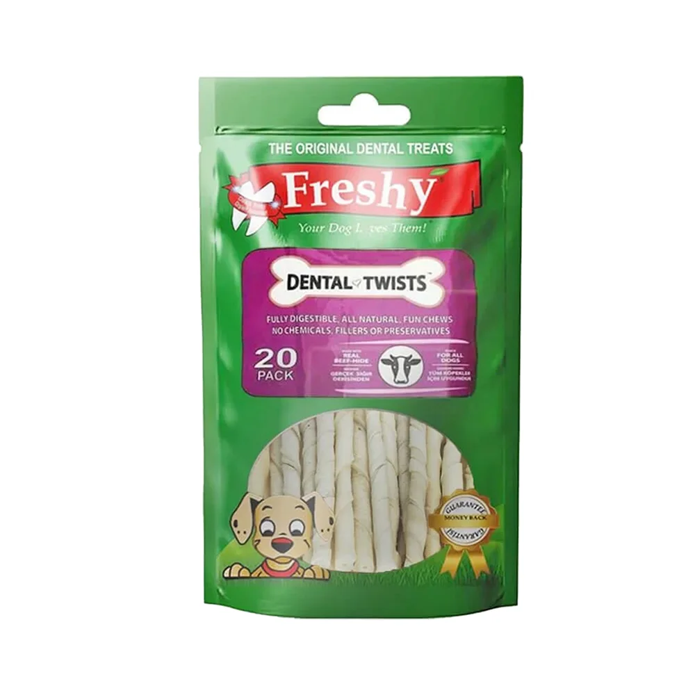 Freshy Dental Burgu Köpek Çiğneme Çubuğu 13 cm (20'li)