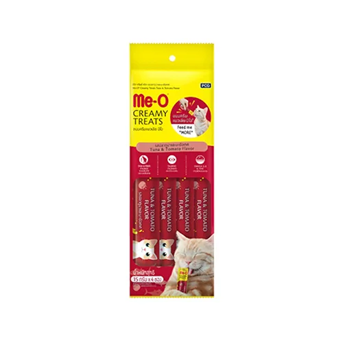Me-O Creamy Ton Balıklı Domates Lezzetli Kedi Ödülü (4 x 15 g)