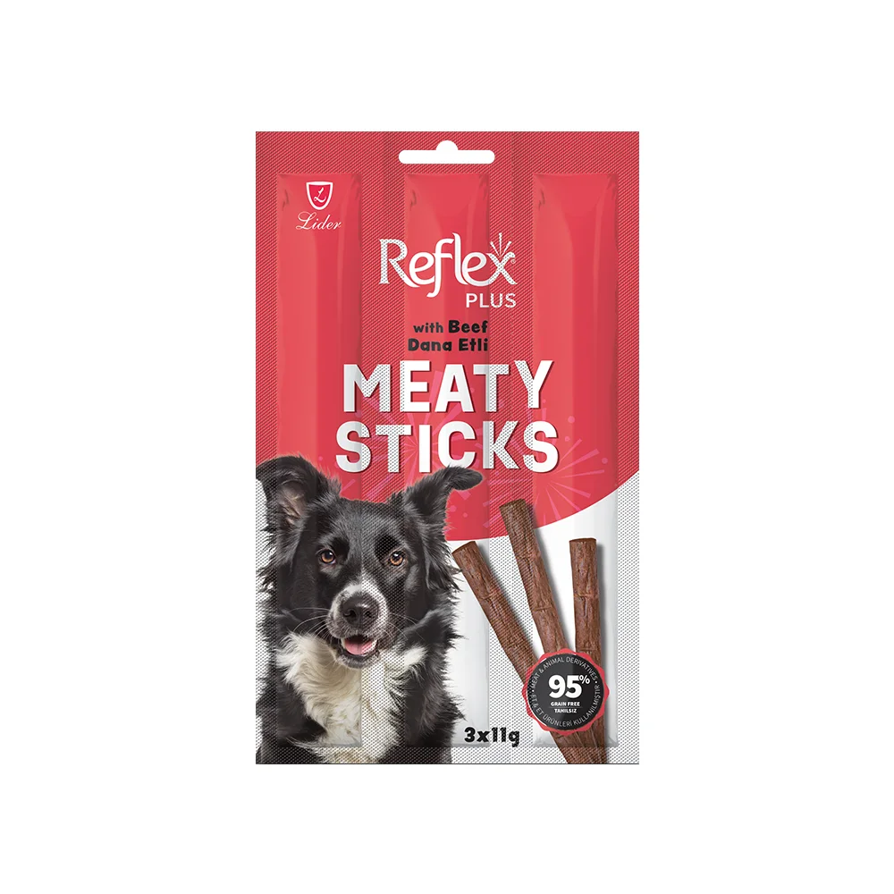 Reflex Plus Meaty Sticks Biftekli Yetişkin Köpek Çubuk Ödül Maması (3 x 11 g)