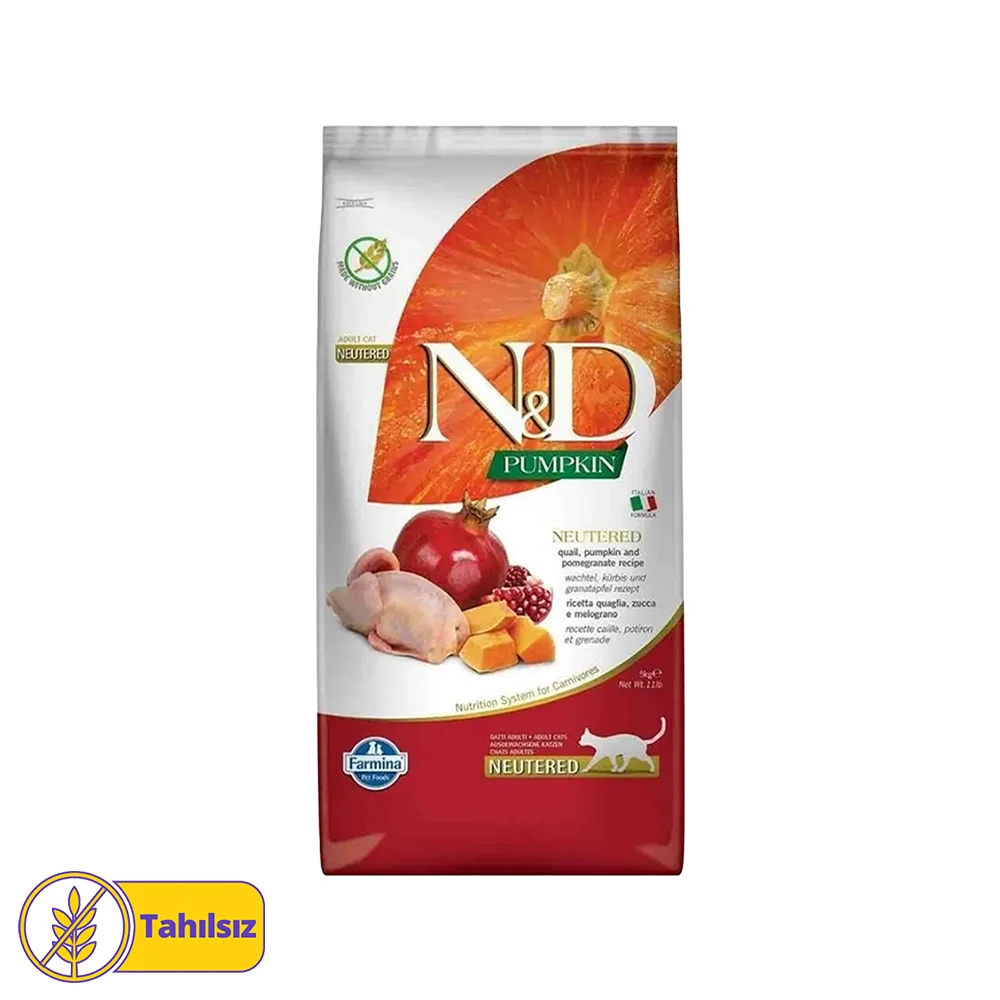 N&D Tahılsız Bal Kabaklı, Bıldırcınlı & Narlı Kısırlaştırılmış Kedi Maması (1,5 kg)