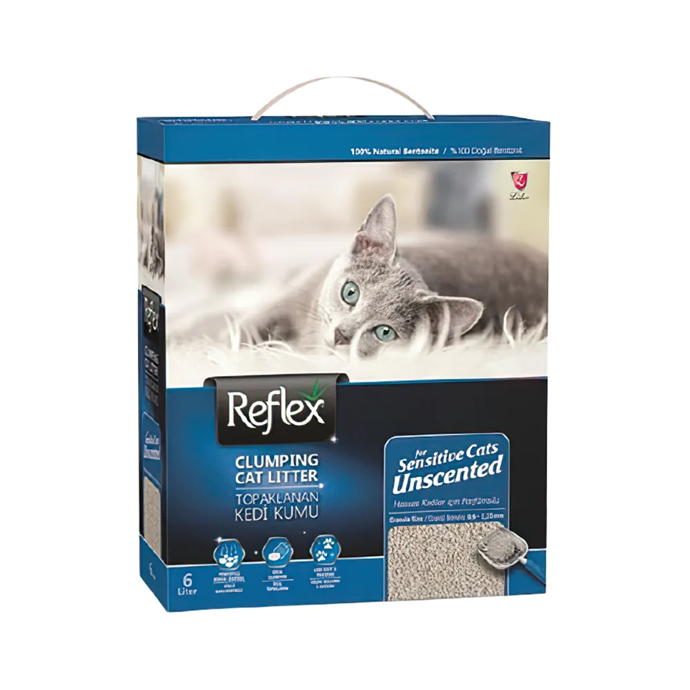 Reflex Hassas Kediler İçin Parfümsüz Topaklanan İnce Taneli Kedi Kumu (6 L)