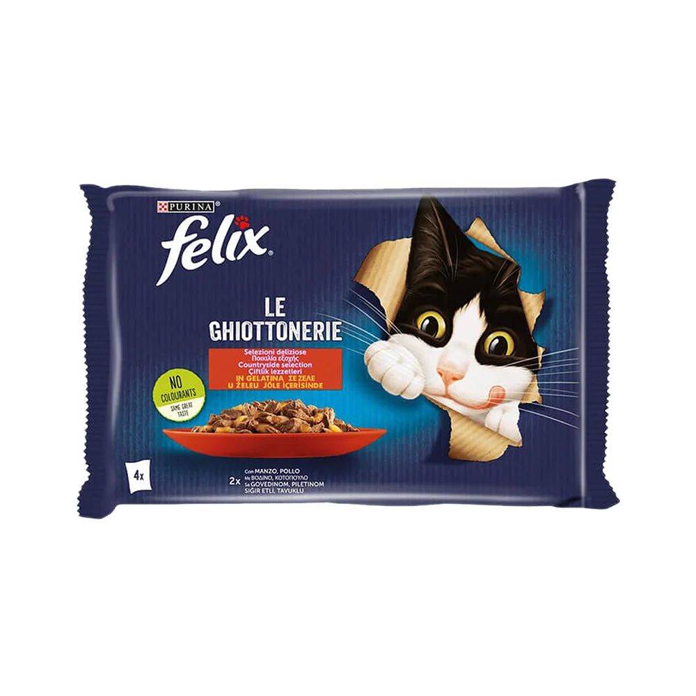 Purina Felix Sığır Etli ve Tavuk Etli Yetişkin Kedi Pouch Yaş Mama (4 x 85 g)