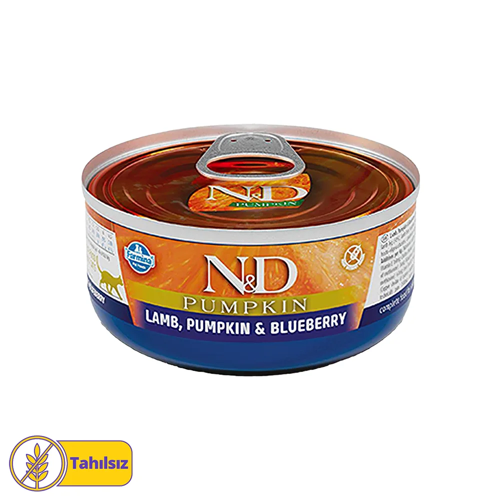 N&D Pumpkin Tahılsız Bal Kabaklı, Kuzu Etli & Yaban Mersinli Yetişkin Kedi Konserve Maması (70 g)