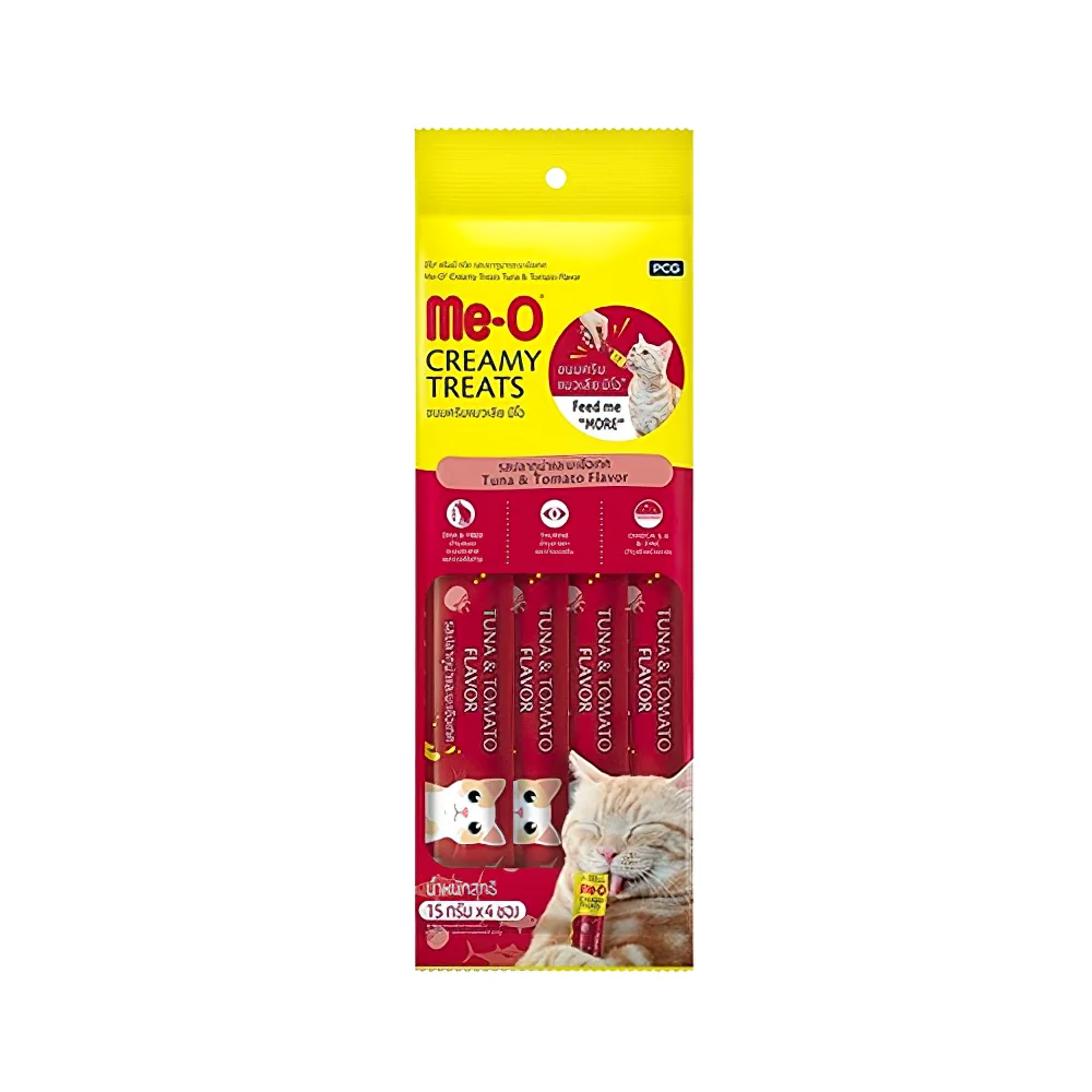 Me-O Creamy Treats Ton Balıklı ve Domatesli Kedi Ödül Maması (4 x 15 g)