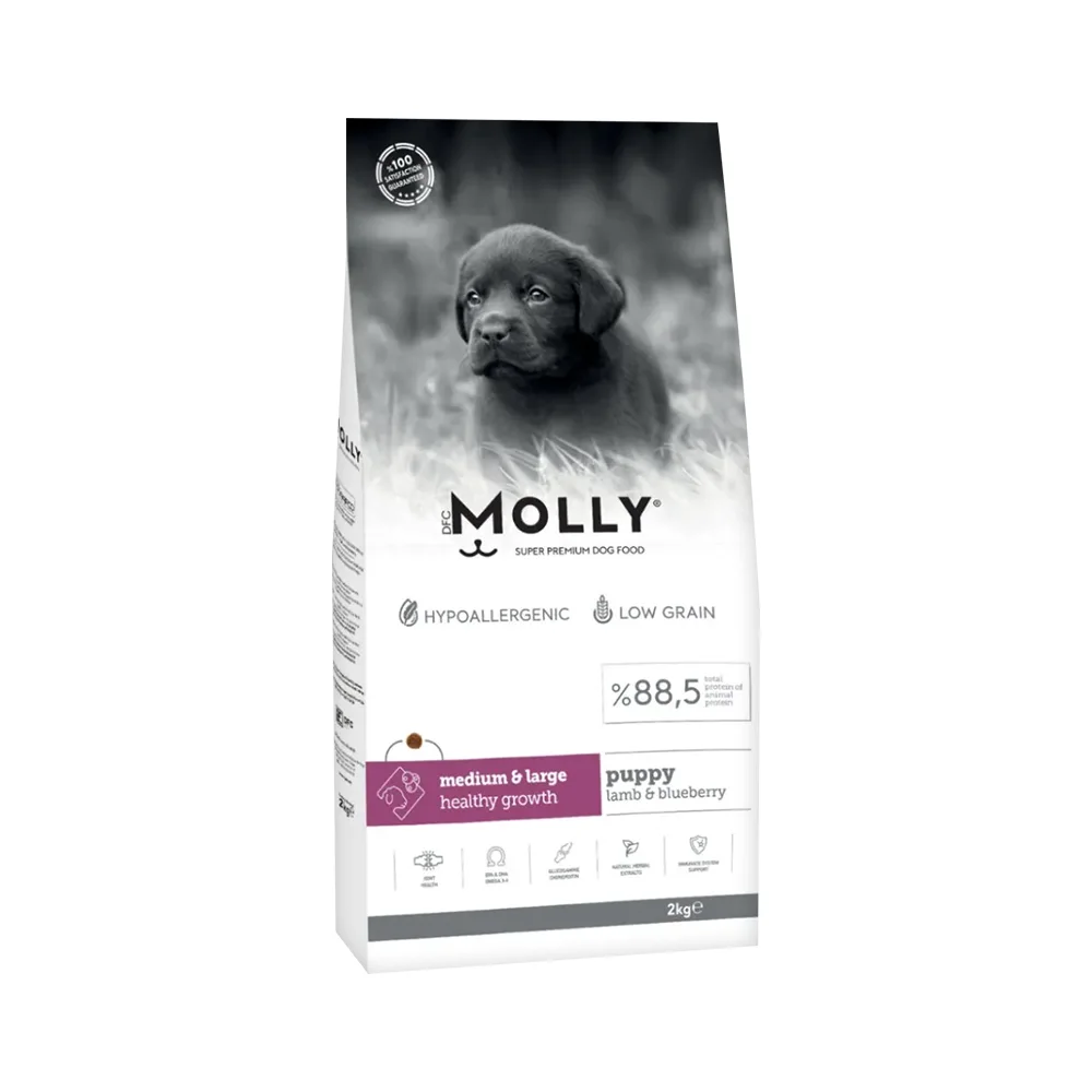 Molly Kuzu Etli ve Yaban Mersinli Orta ve Büyük Irk Yavru Köpek Maması (2 kg)