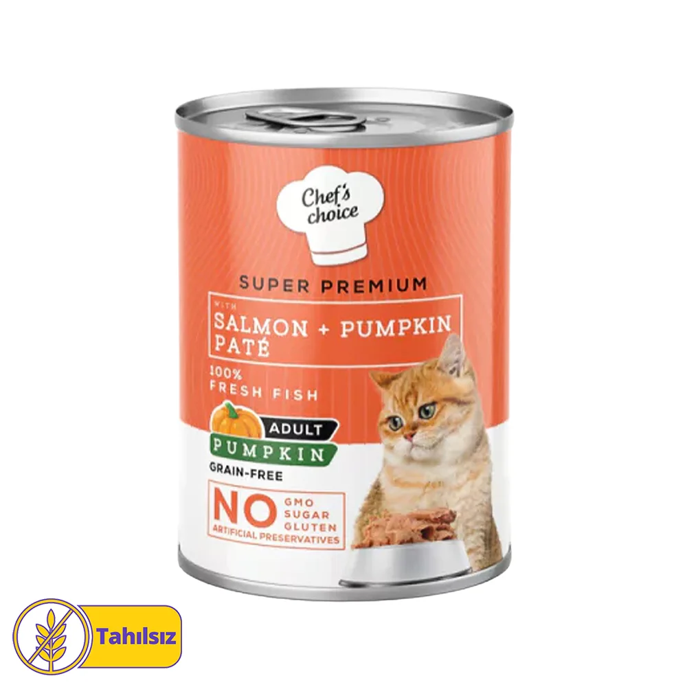 Chef's Choice Tahılsız, Somonlu & Bal Kabaklı Ezme Yetişkin Kedi Konservesi (400 g)