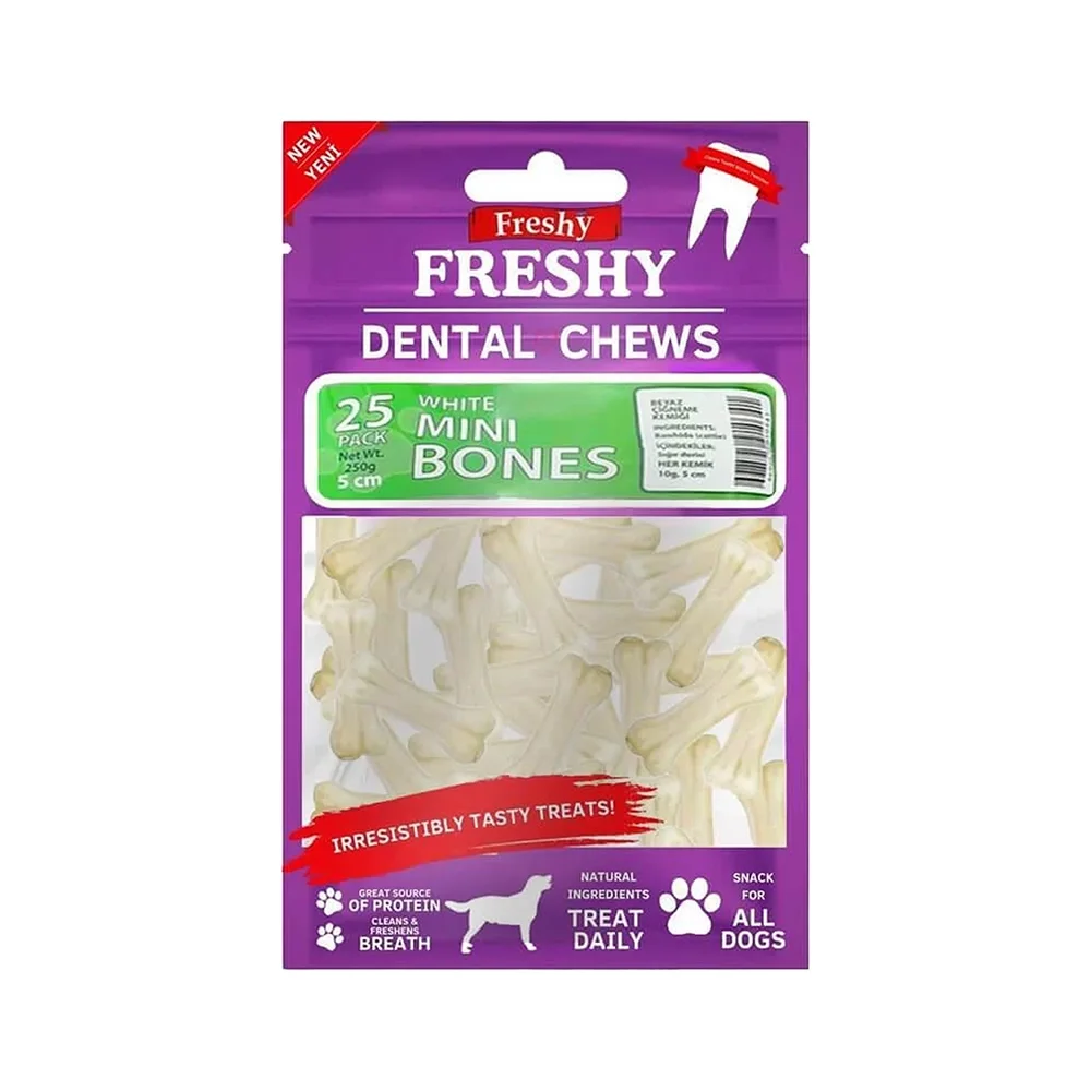 Freshy Sütlü Pres Köpek Çiğneme Kemiği 25'li (5 cm)