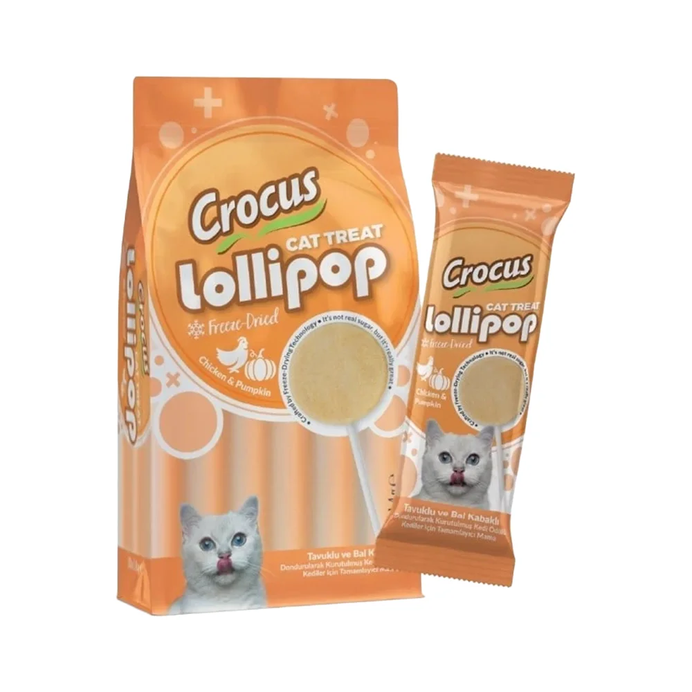 Crocus Tavuk Etli ve Bal Kabaklı Kedi Ödül Lolipop (10 x 1,4 g)