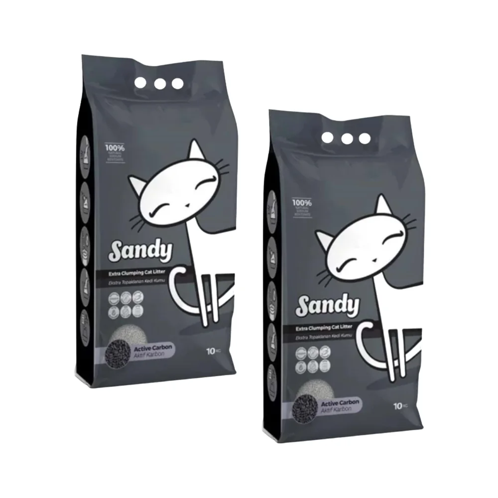 Sandy Extra Topaklanan ve Aktif Karbonlu Kedi Kumu (2 x 10 kg)