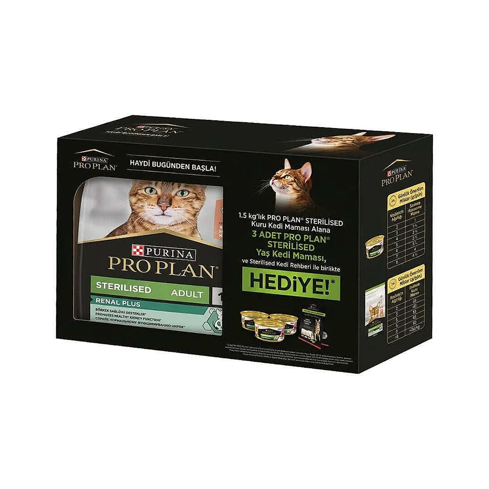 Purina Pro Plan Somonlu Kısırlaştırılmış Kedi Maması + Yaş Kedi Maması (1,5 kg + 3 x 85 g)