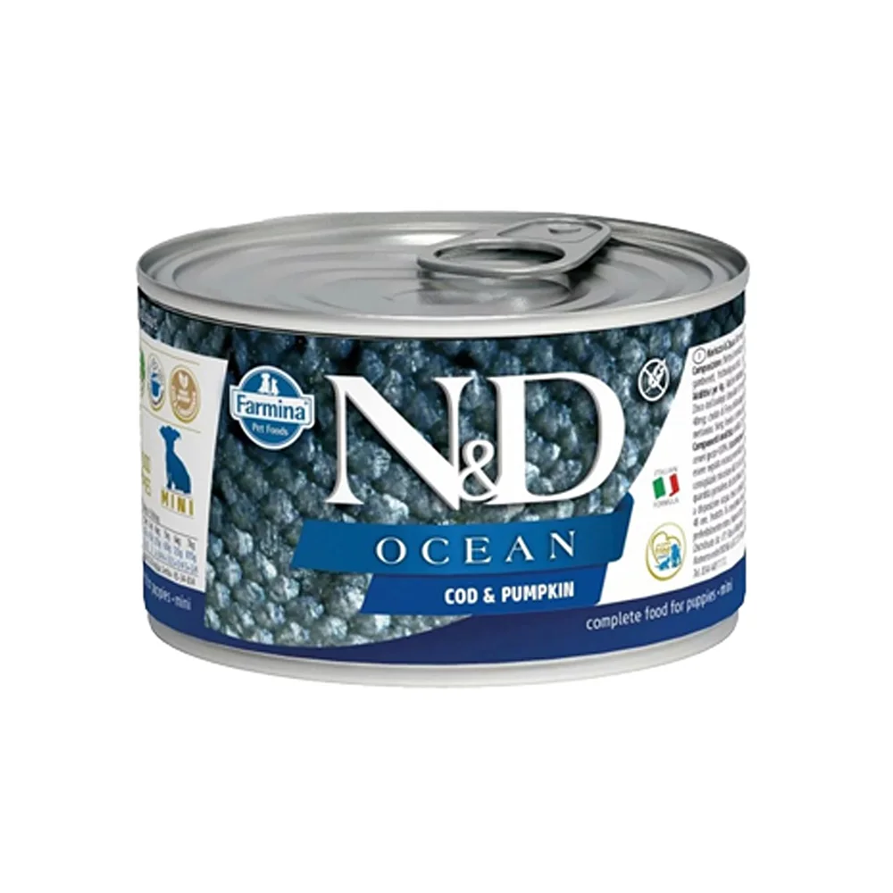 N&D Ocean Morina Balıklı ve Bal Kabaklı Küçük Irk Yavru Köpek Konserve Maması (140 g)