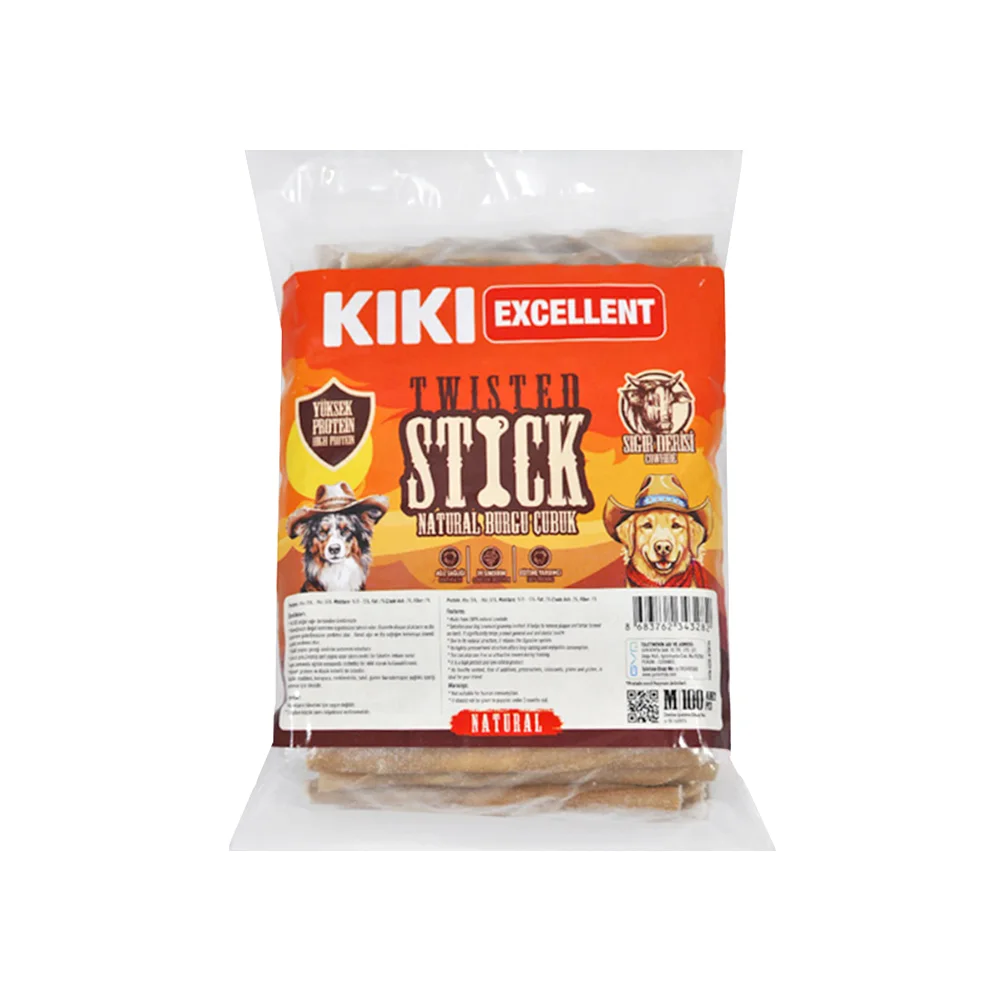 Kiki Excellent Doğal Sığır Derisi Köpek Kemirme Çubuğu (100'lü)