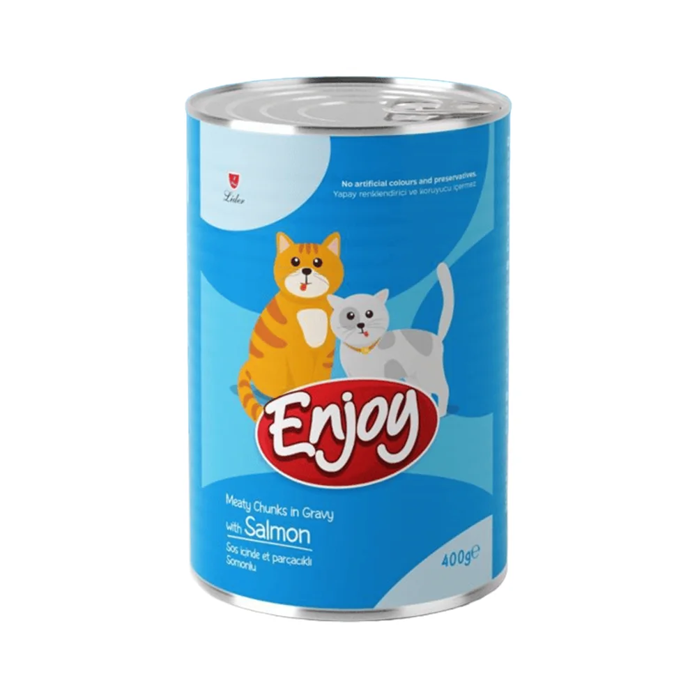 Enjoy Somonlu Et Parçacıklı Konserve Kedi Maması (400 g)