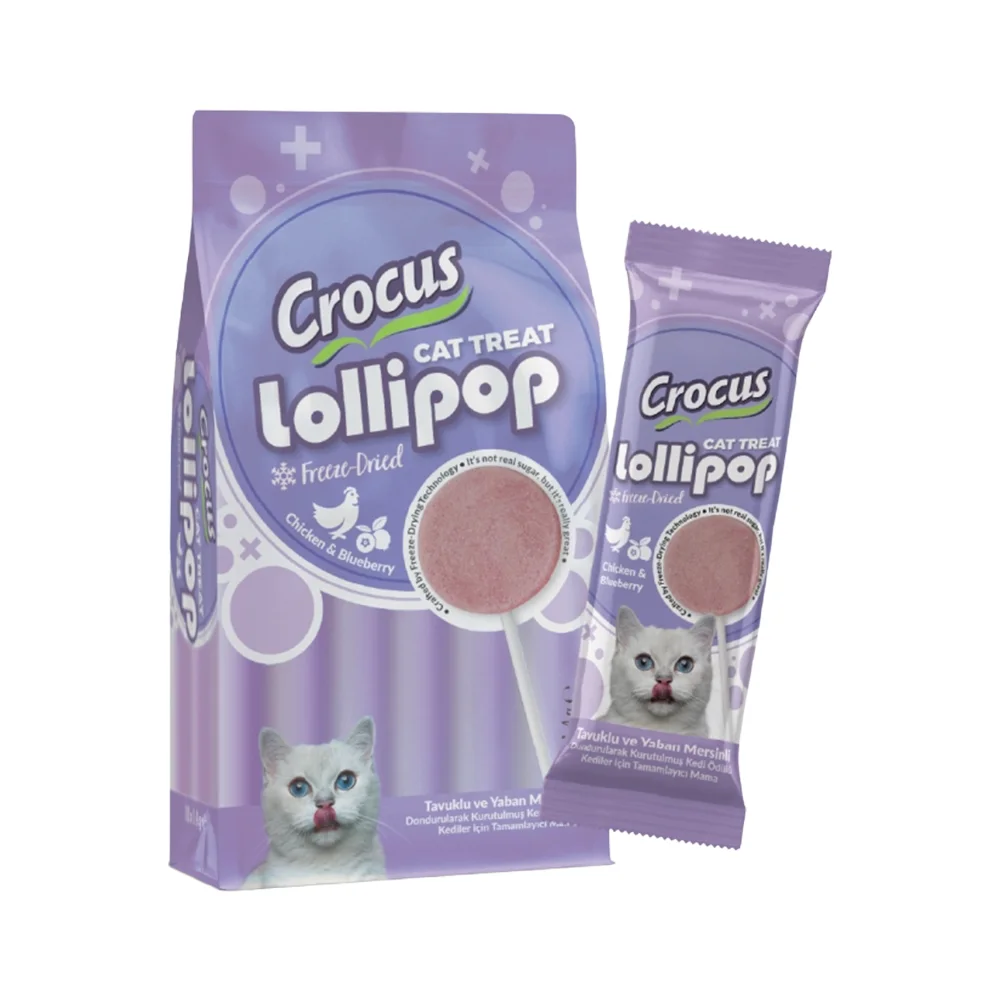 Crocus Tavuk Etli ve Yaban Mersinli Kedi Lolipop (10 x 1,4 g)