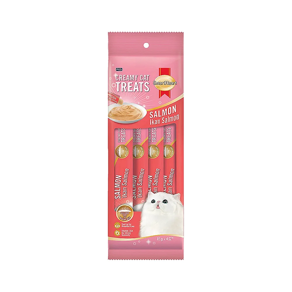 SmartHeart Somonlu Krema Kedi Sıvı Ödül Maması (4 x 15 g)