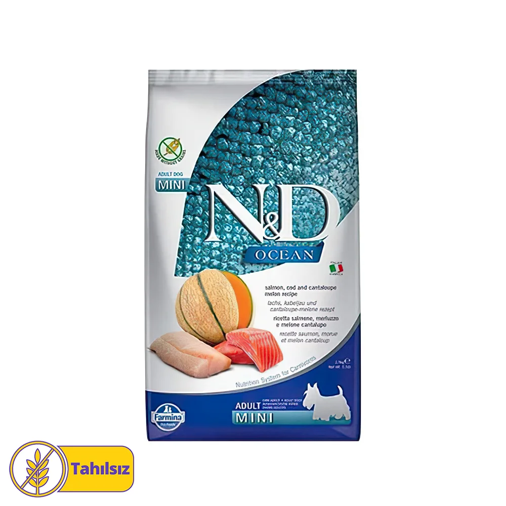 N&D Ocean Tahılsız Somonlu, Morina Balıklı & Kavunlu Küçük Irk Yetişkin Köpek Maması (2,5 kg)