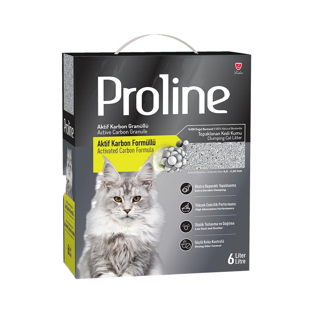 Proline Aktif Karbon Formüllü ve Granüllü Bentonit Kedi Kumu (6 L)