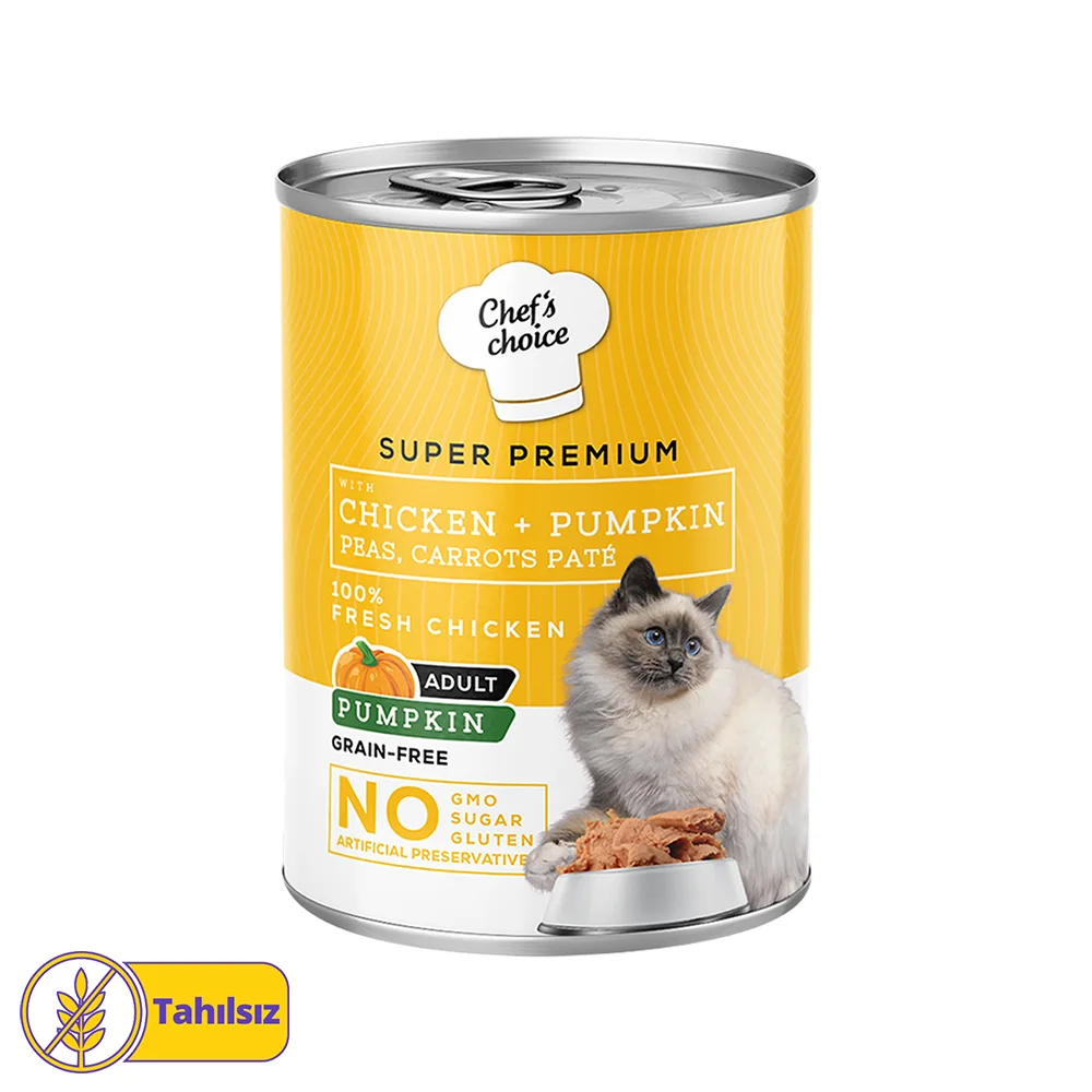 Chef's Choice Tavuk Etli ve Bal Kabaklı Tahılsız Ezme Yetişkin Kedi Konservesi (400 g)