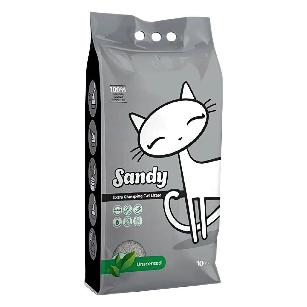 Sandy Sodyum Bentonit Ekstra Topaklanan Kokusuz İnce Taneli Kedi Kumu (10 L)