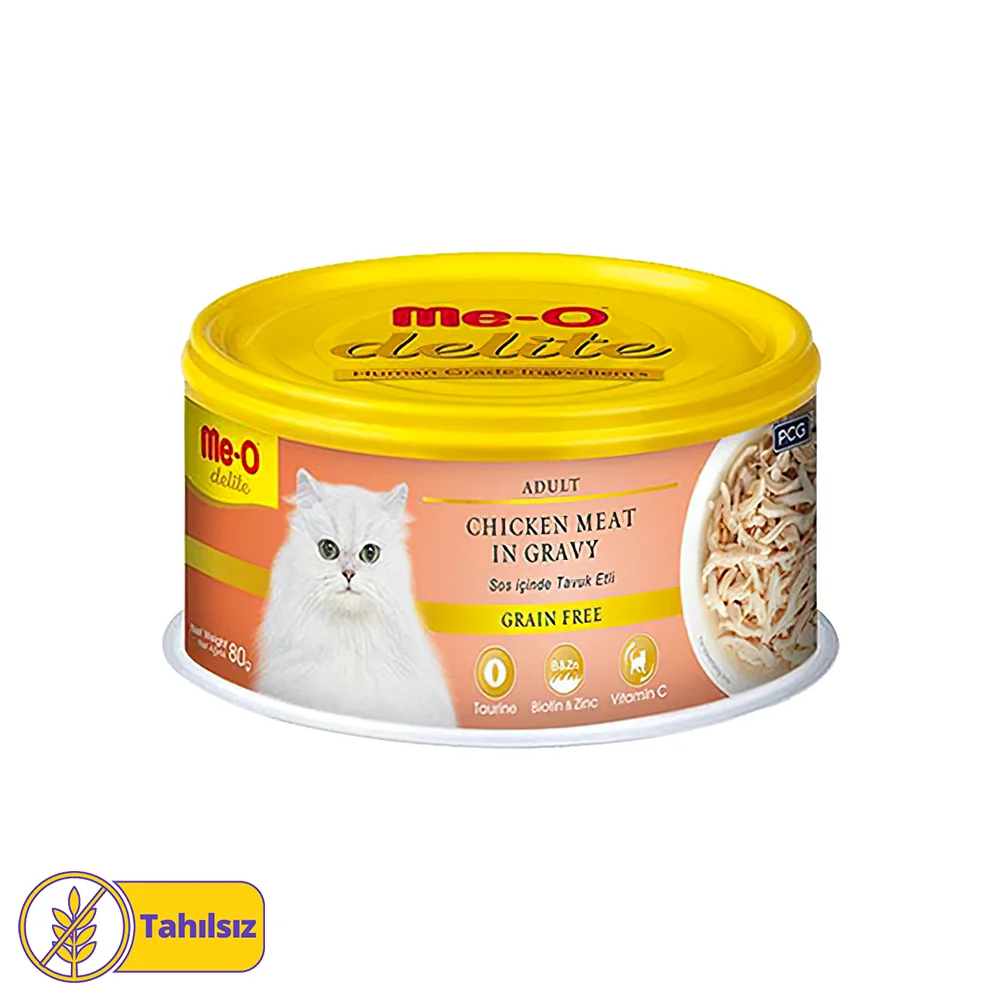 Me-O Delite Tahılsız Tavuk Etli Yetişkin Kedi Konserve Maması (80 g)