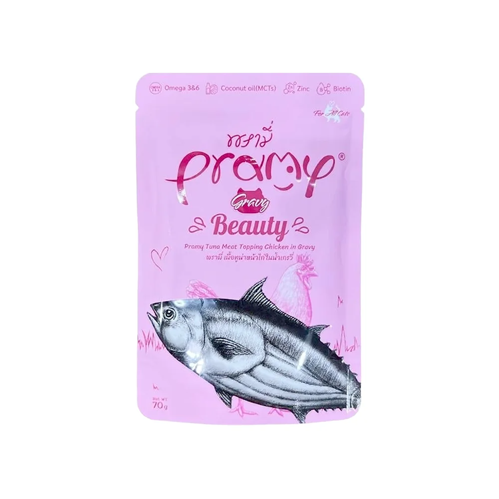 Pramy Ton Balıklı ve Tavuk Etli Sos İçinde Kedi Maması (70 g)