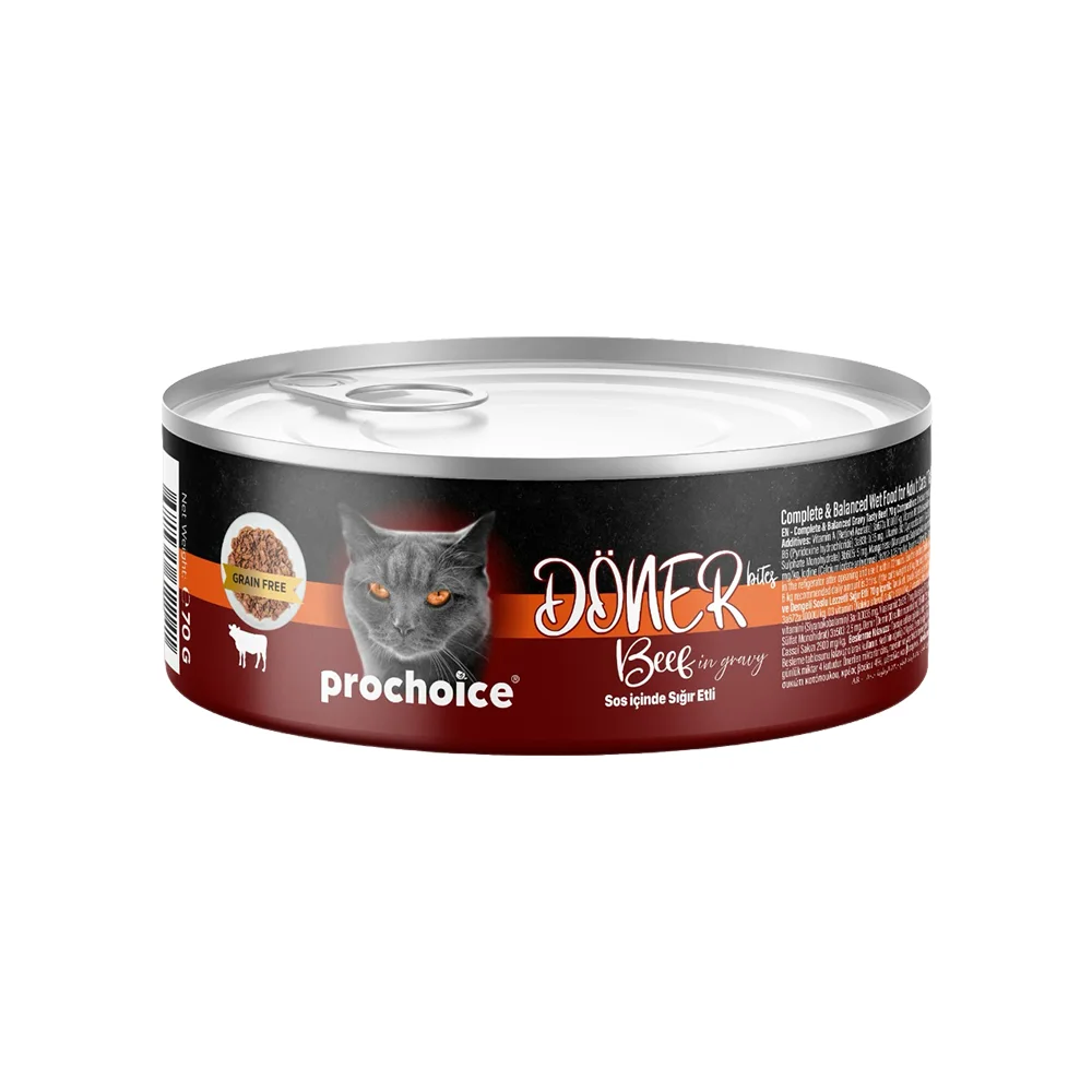 Prochoice Döner Bites Sos İçinde Sığır Etli Yetişkin Kedi Maması (70 g)