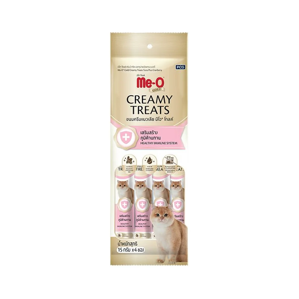 Me-O Creamy Treats Ton Balıklı ve Turna Yemişli Kedi Ödül Maması (4 x 15 g)