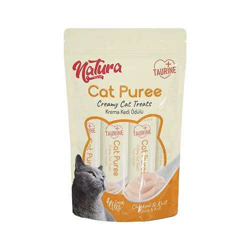 Natura Tavuk Etli ve Krill Püre Krema Kedi Ödül Maması (5 x 12 g)