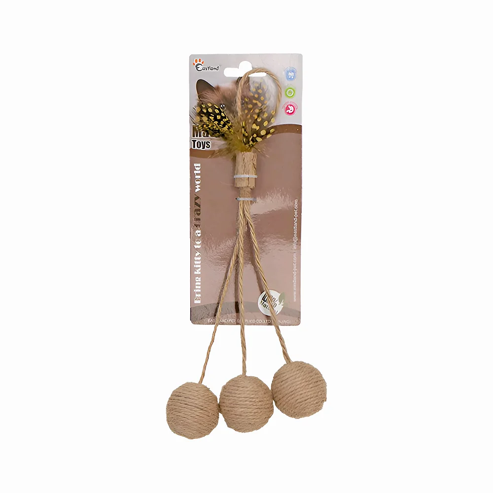 Eastland İpli Tüylü Çıngıraklı Top Kedi Oyuncağı (6 cm)