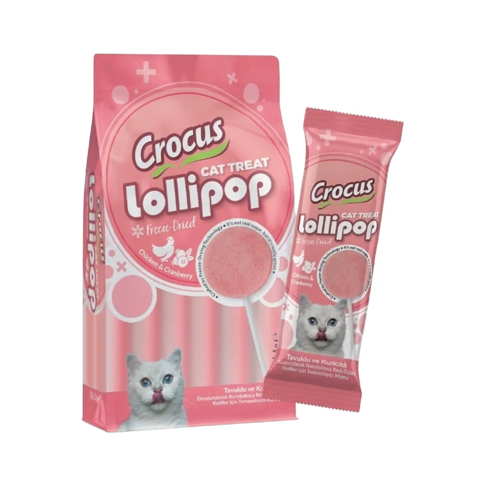 Crocus Tavuk Etli ve Kızılcıklı Kedi Ödül Lolipopu (10 x 1,4 g)