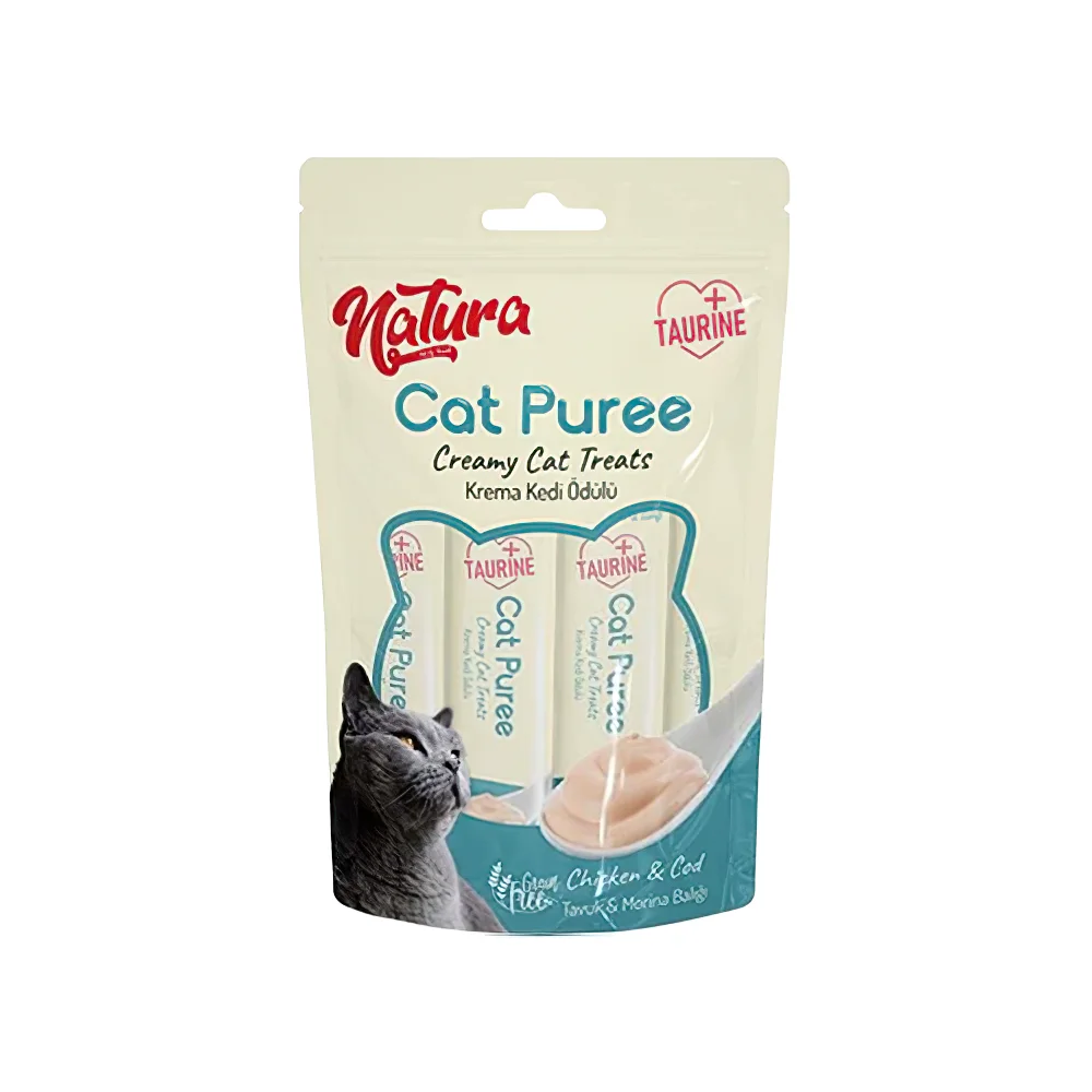 Natura Cat Puree Tavuk Etli ve Morina Balıklı Kedi Ödül Maması (5 x 12 g)