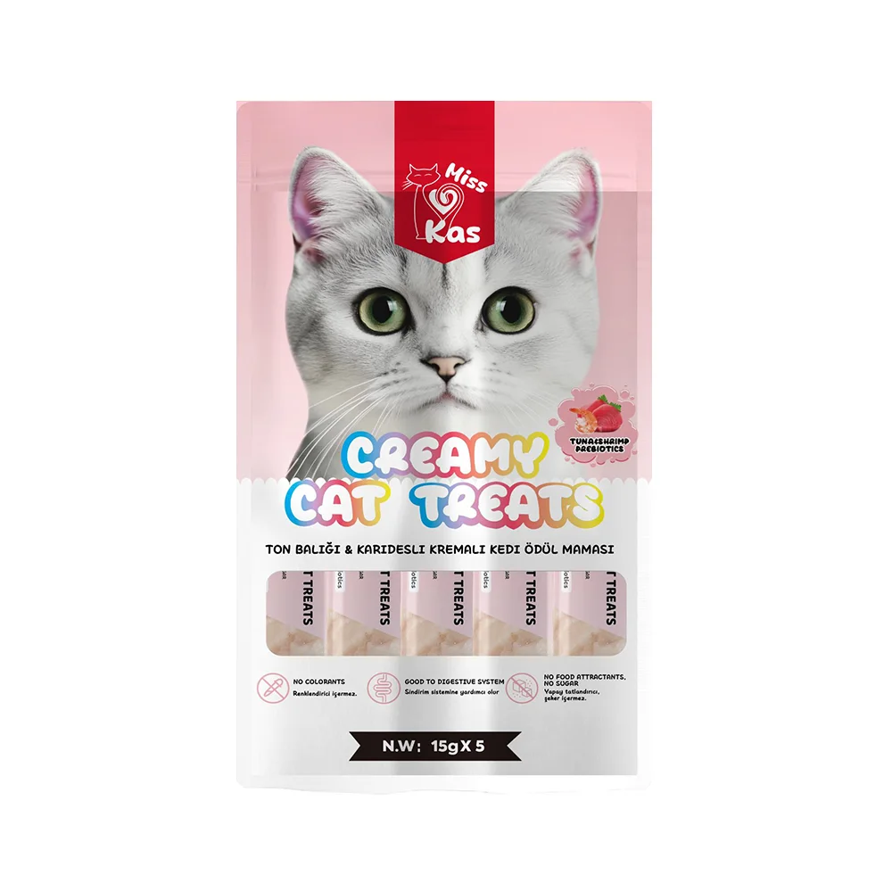 Miss Kas Ton Balığı ve Karidesli Kremalı Kedi Ödül Maması (5 x 15 g)
