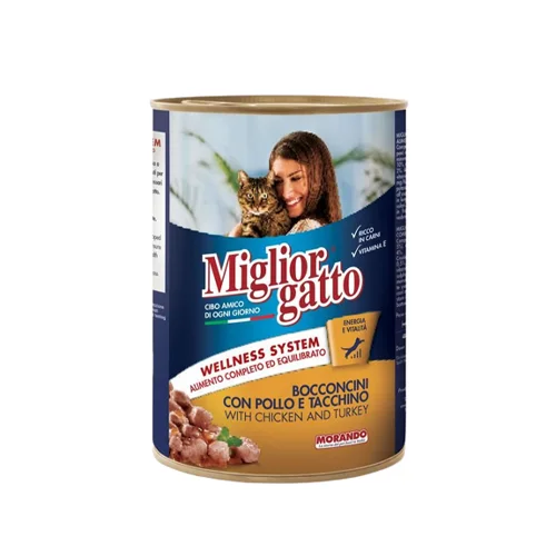 Miglior Gatto Tavuk Etli ve Hindi Etli Yetişkin Kedi Konserve Maması (405 g)
