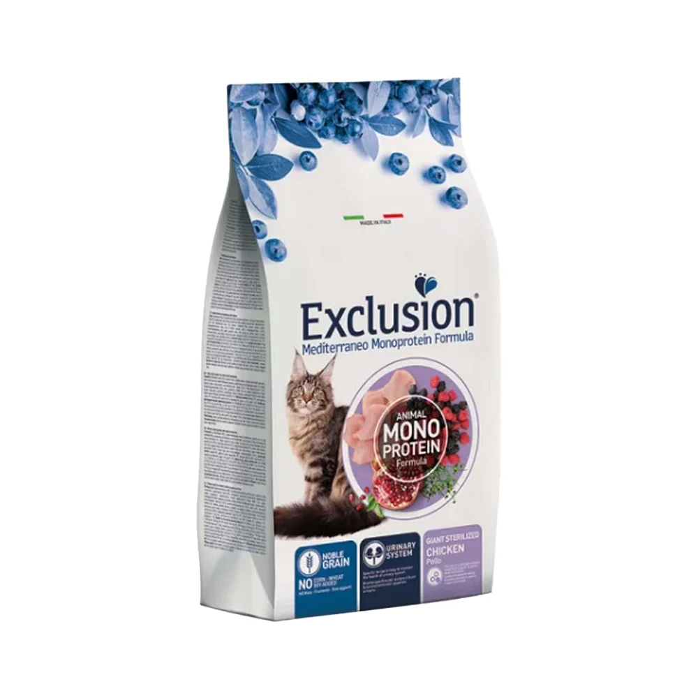 Exclusion Monoprotein Düşük Tahıllı Tavuk Etli İri Irk Kısırlaştırılmış Kedi Maması (1,5 kg)