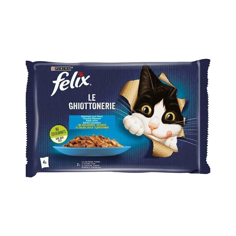 Purina Felix Somonlu ve Ton Balıklı Yetişkin Kedi Pouch Yaş Mama (4 x 85 g)