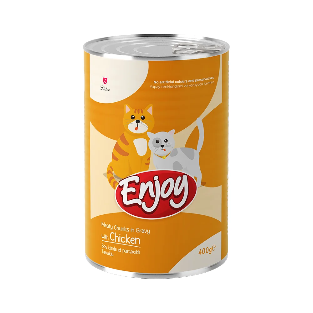 Enjoy Sos İçinde Et Parçacıklı Tavuk Etli Konserve Yetişkin Kedi Maması (400 g)