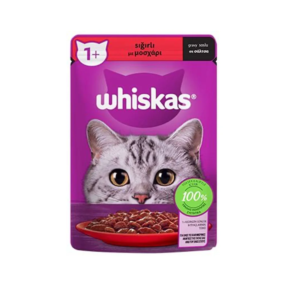 Whiskas Sığır Etli Yetişkin Kedi Konserve Maması (85 g)