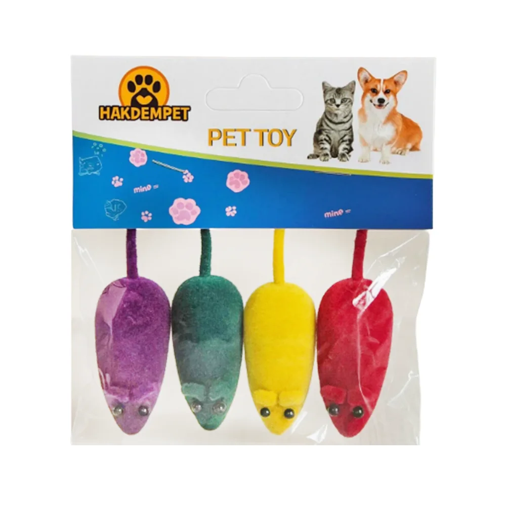 Hakdempet Sesli Peluş Fare Kedi Oyuncağı (4'lü)