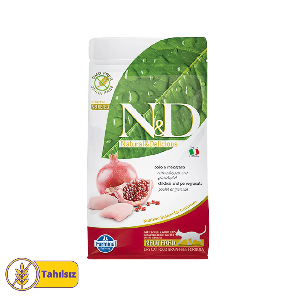 N&D Tahılsız Tavuk Etli ve Narlı Kısırlaştırılmış Kedi Maması (1,5 kg)