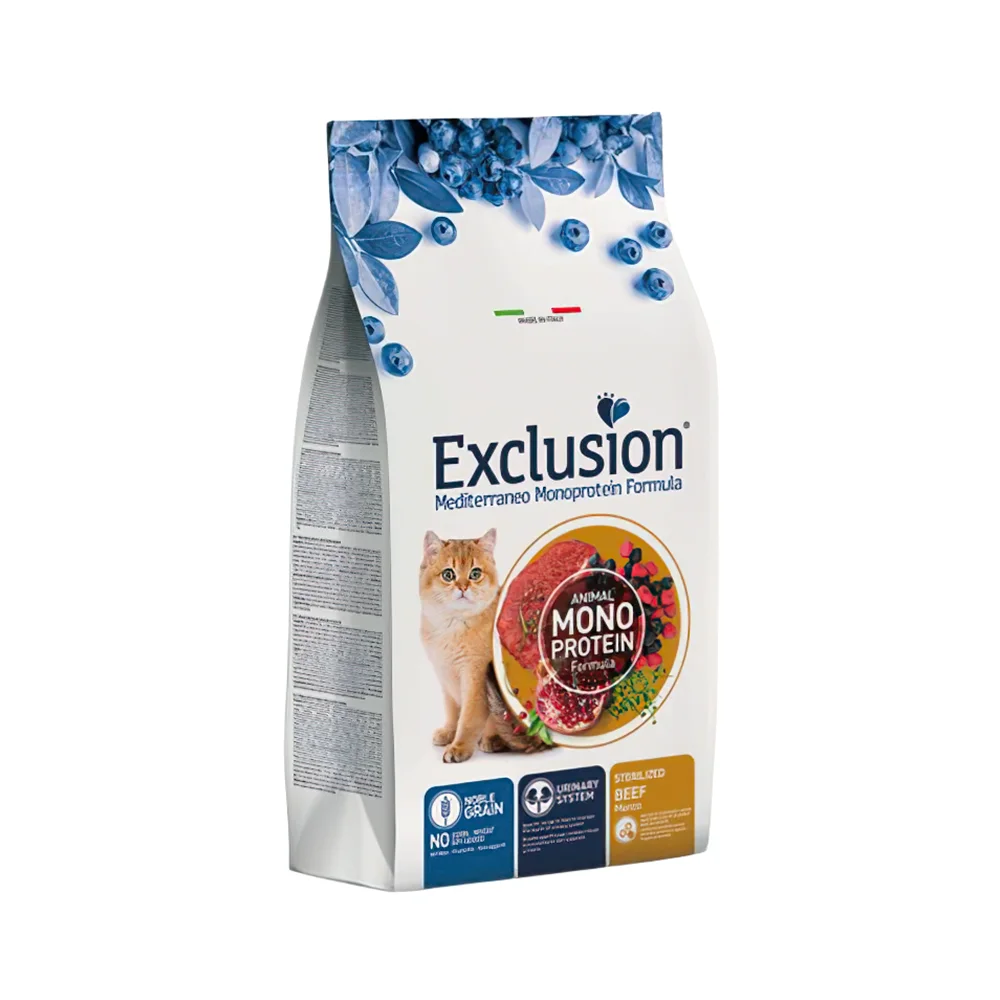 Exclusion Monoprotein Düşük Tahıllı Sığır Etli Kısırlaştırılmış Kedi Maması (12 kg)