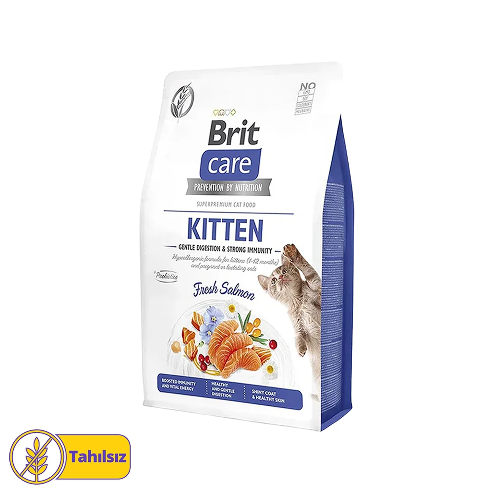 Brit Care Gentle Digestion & Strong Immunity Tahılsız Somonlu Yavru Kedi Maması (2 kg)