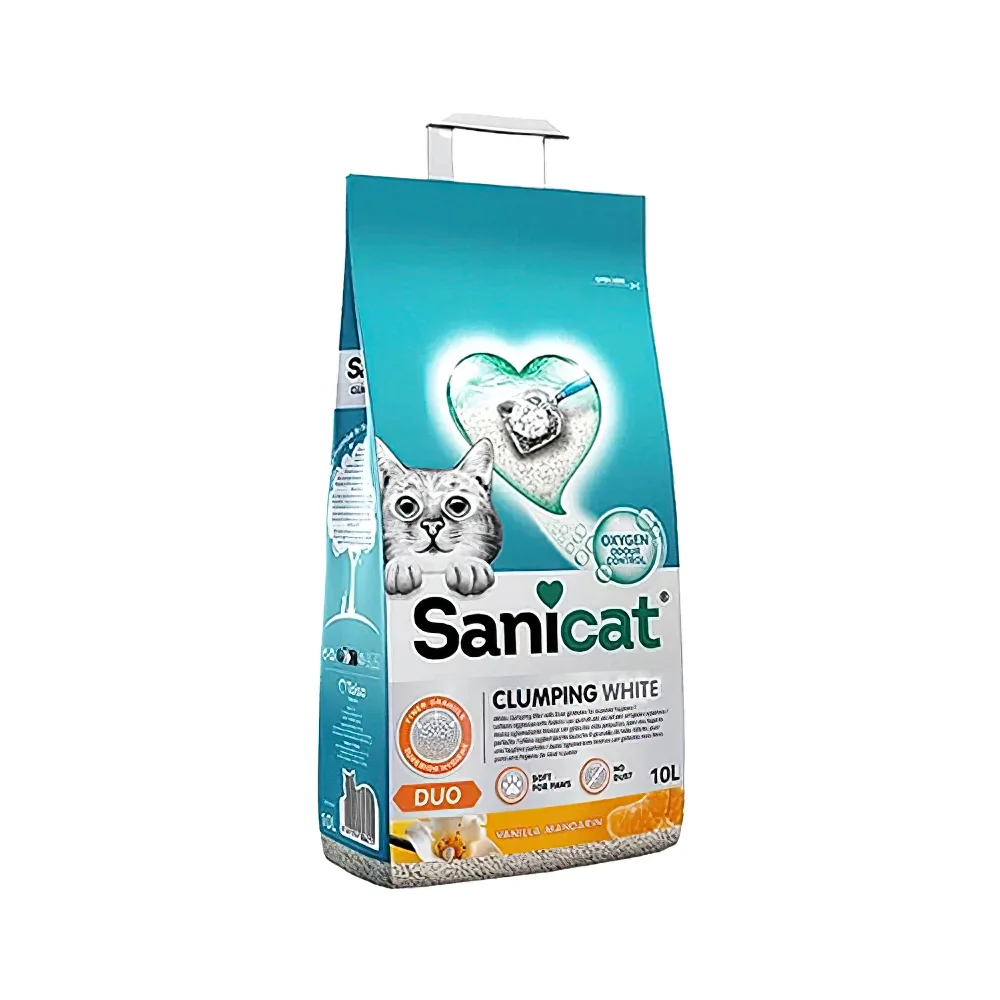 Sanicat Duo White Vanilya ve Mandalin Kokulu Topaklanan Kedi Kumu (10 L)