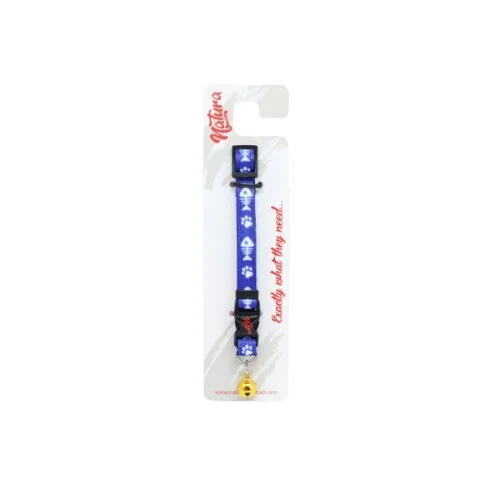 Natura Ayarlanabilir Kılçık ve Pati Desenli Zilli Yetişkin Kedi Tasması (26 cm)