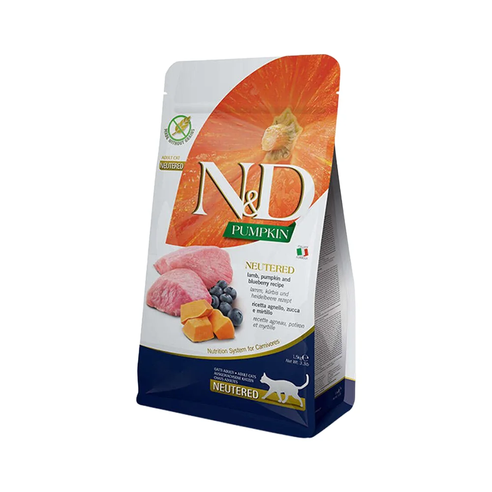 N&D Pumpkin Bal Kabaklı, Kuzu Etli & Yaban Mersinli Kısırlaştırılmış Kedi Maması (5 kg)