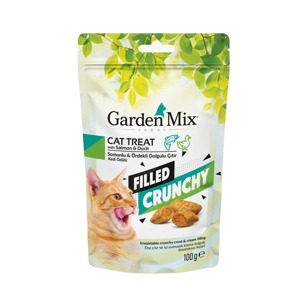 Garden Mix Somonlu ve Ördek Etli İçi Dolgulu Çıtır Kedi Ödülü (100 g)
