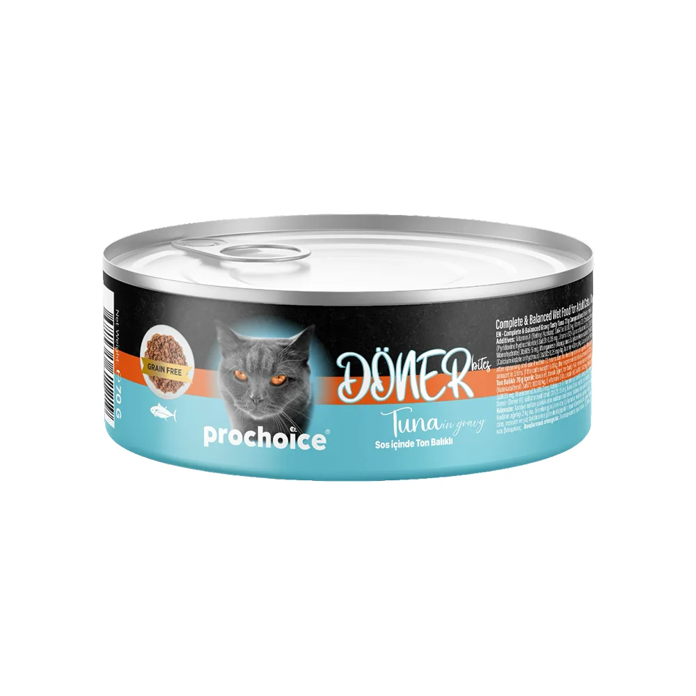 Prochoice Döner Bites Sos İçinde Ton Balıklı Yetişkin Kedi Maması (70 g)