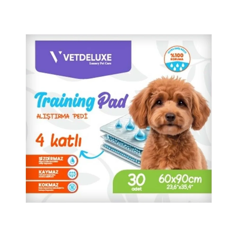 Vetdeluxe 4 Katlı Eğitim Pedi 60 x 90 cm (30'lu)