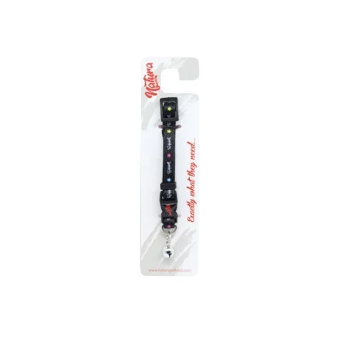 Natura Yıldız ve Kılçık Desenli Yavru Kedi Boyun Tasması Siyah (26 cm)